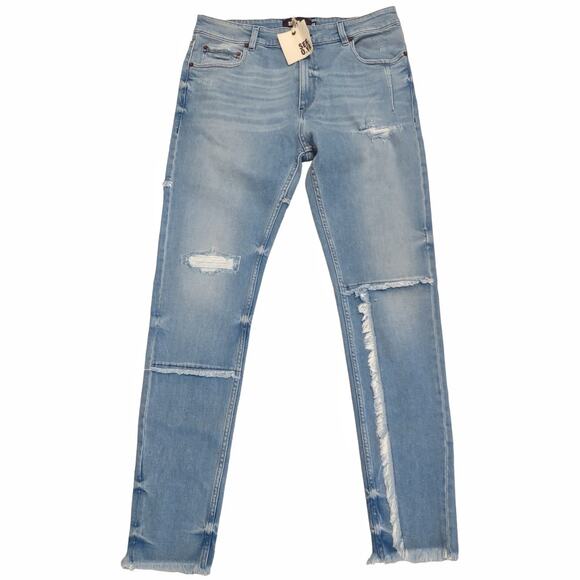 SEROYA Mens Nate Jeans NEW Distressed Skinny Denim Size 32x30 Rocker Grunge Punk